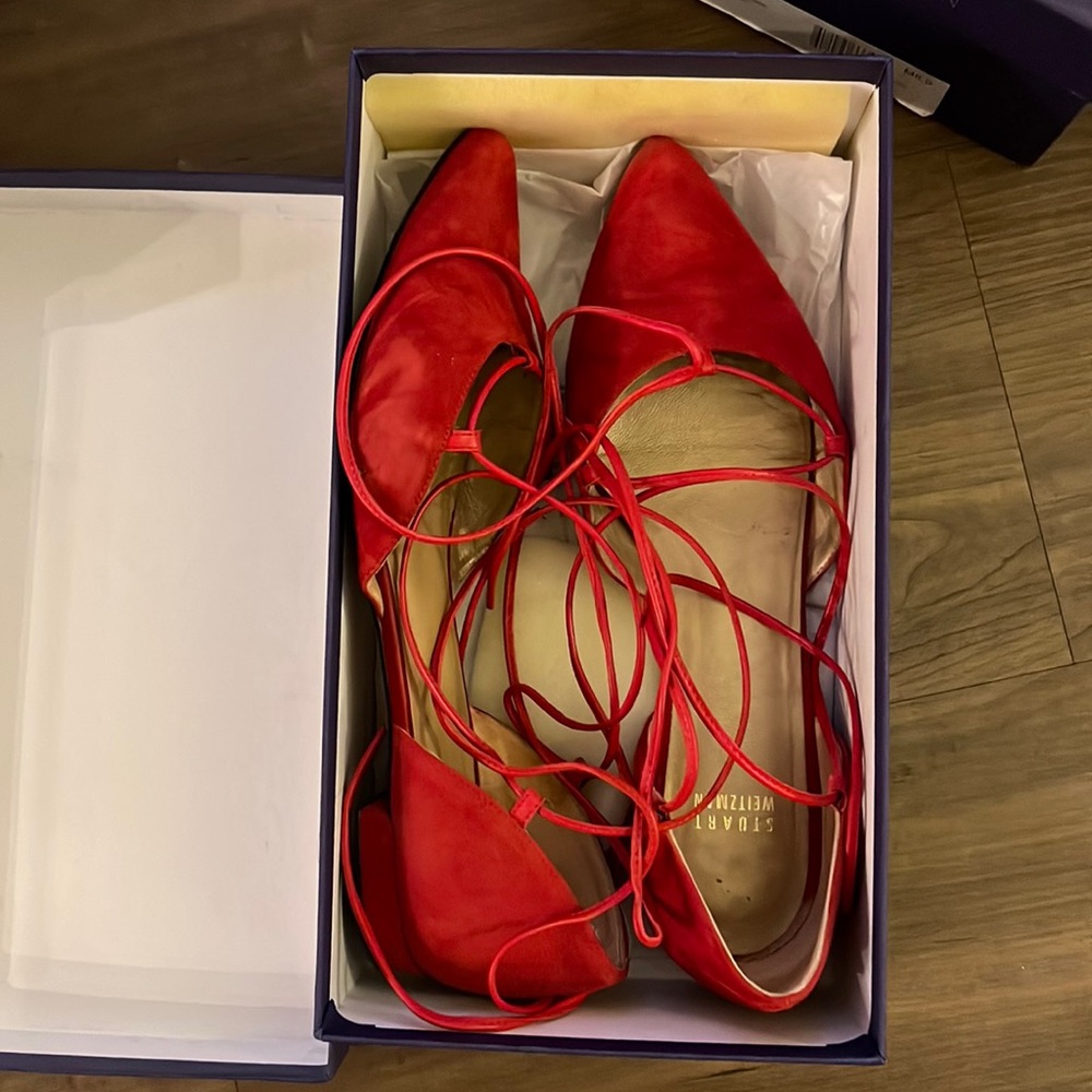 Stuart Weitzman Red Suede Flats - image 3